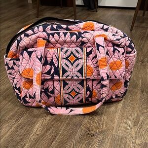 Vera Bradley Pink and Orange Travel Bag with Geometric Design